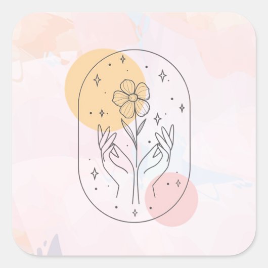 Bloem Vierkante Sticker (Voorkant)