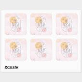 Bloem Vierkante Sticker (Vel)