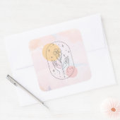 Bloem Vierkante Sticker (Envelop)