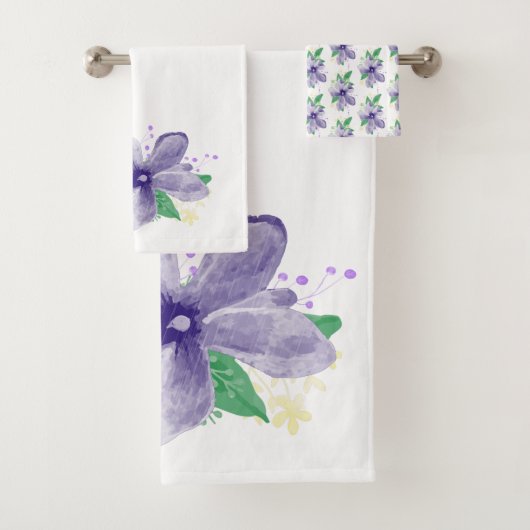 Bloem Violet Orchidee Op Wit Bad Handdoek (Insitu)