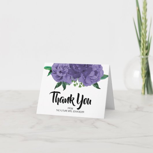 Bloem Violet Paarse Bruiloft Dankkaart Bedankkaart (Voorkant)