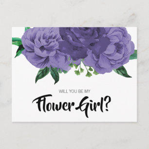 Bloem Violet Paarse Wees Mijn Bloemenmeisje Ansich Uitnodiging Briefkaart