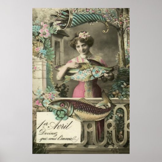 Bloem Vis Hoorn des Overvloeds April vis Poster (Voorkant)