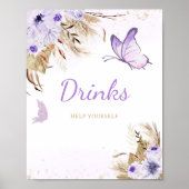 Bloem Vlinder Baby Shower Dranken Bord Poster (Voorkant)