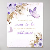 Bloem Vlinder Baby Shower Envelop Station Bord Poster (Voorkant)