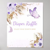 Bloem Vlinder Baby Shower Luier Raffle Bord Poster (Voorkant)