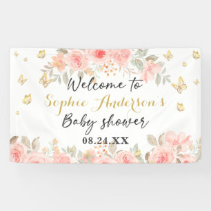 Bloem Vlinder Blush Roze Goud Baby Shower Spandoek