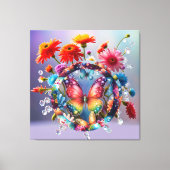 Bloem Vlinder Canvas Afdruk (Voorkant)