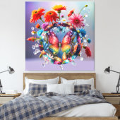 Bloem Vlinder Canvas Afdruk (Insitu (Slaapkamer))