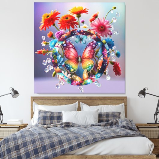 Bloem Vlinder Canvas Afdruk (Insitu (Slaapkamer))