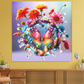 Bloem Vlinder Canvas Afdruk (Insitu (Woonkamer))