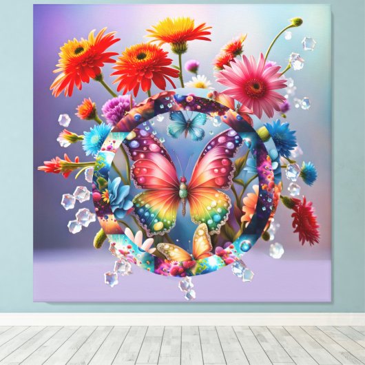 Bloem Vlinder Canvas Afdruk (Insitu (Houten vloer))