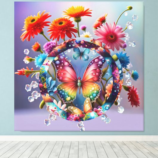 Bloem Vlinder Canvas Afdruk (Insitu (Houten vloer))