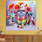 Bloem Vlinder Canvas Afdruk (Insitu (Woonkamer))