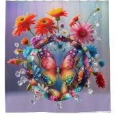 Bloem Vlinder Douchegordijn (Voorkant)