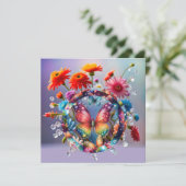 Bloem Vlinder Feestdagenkaart (Staand voorkant)