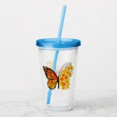 Bloem Vlinder met Gele California Klaproos Acryl Drinkbeker (Achterkant)