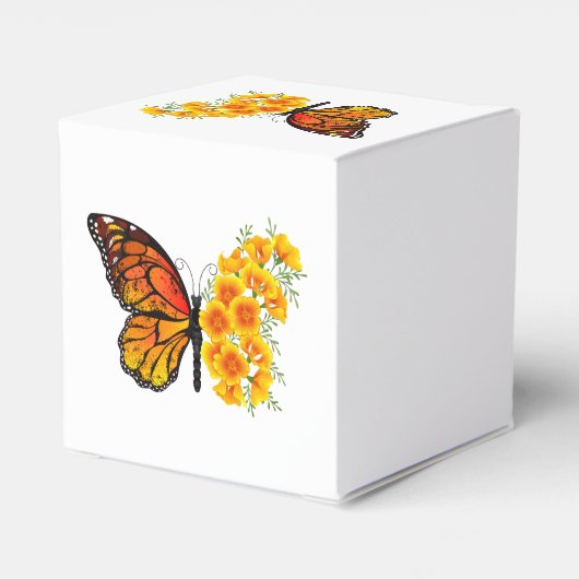 Bloem Vlinder met Gele California Klaproos Bedankdoosjes (Achterkant)