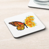 Bloem Vlinder met Gele California Klaproos Bier Onderzetter (Linkerzijde)