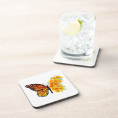 Bloem Vlinder met Gele California Klaproos Bier Onderzetter (Rechterzijde)