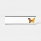 Bloem Vlinder met Gele California Klaproos Bureau Naambordje (Voorkant)