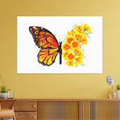 Bloem Vlinder met Gele California Klaproos Canvas Afdruk (Insitu (Woonkamer))