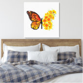 Bloem Vlinder met Gele California Klaproos Canvas Afdruk (Insitu (Slaapkamer))