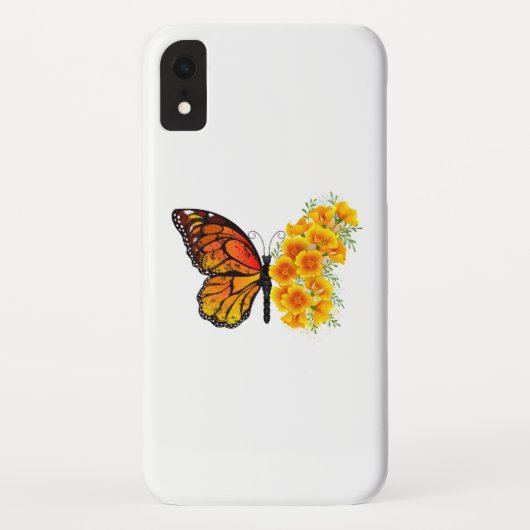Bloem Vlinder met Gele California Klaproos Case-Mate iPhone Case (Achterkant)