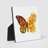 Bloem Vlinder met Gele California Klaproos Fotoplaat (Voorkant)