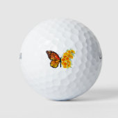 Bloem Vlinder met Gele California Klaproos Golfballen (Voorkant)