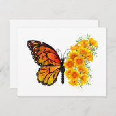 Bloem Vlinder met Gele California Klaproos Informatiekaartje (Voorkant / Achterkant)