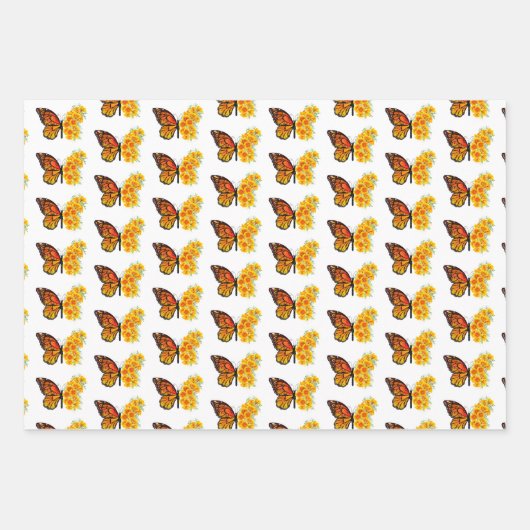 Bloem Vlinder met Gele California Klaproos Inpakpapier Vel (Voorkant)