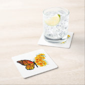 Bloem Vlinder met Gele California Klaproos Kartonnen Onderzetters (Insitu)