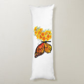 Bloem Vlinder met Gele California Klaproos Lichaamskussen (Achterkant (Verticaal))
