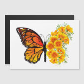 Bloem Vlinder met Gele California Klaproos Magnetische Uitnodiging (Voorkant / Achterkant)
