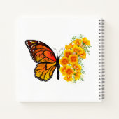 Bloem Vlinder met Gele California Klaproos Notitieboek (Achterkant)