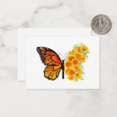 Bloem Vlinder met Gele California Klaproos Notitiekaartje (Voorkant / Achterkant in situ)