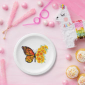 Bloem Vlinder met Gele California Klaproos Papieren Bordje (Feest)