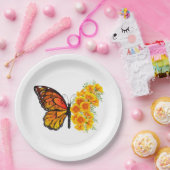 Bloem Vlinder met Gele California Klaproos Papieren Bordje (Feest)