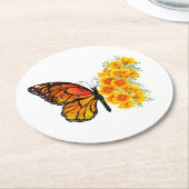 Bloem Vlinder met Gele California Klaproos Ronde Kartonnen Onderzetter (Gebogen)