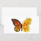 Bloem Vlinder met Gele California Klaproos Save The Date (Voorkant / Achterkant)