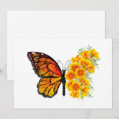 Bloem Vlinder met Gele California Klaproos Save The Date (Voorkant / Achterkant)