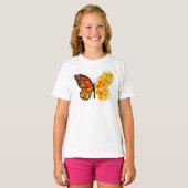 Bloem Vlinder met Gele California Klaproos T-shirt (Voorkant volledig)