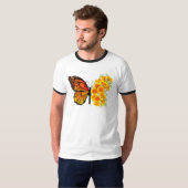 Bloem Vlinder met Gele California Klaproos T-shirt (Voorkant volledig)