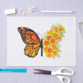 Bloem Vlinder met Gele California Klaproos Tissuepapier (Craft)