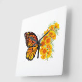 Bloem Vlinder met Gele California Klaproos Vierkante Klok (Hoek)