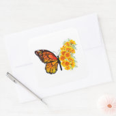 Bloem Vlinder met Gele California Klaproos Vierkante Sticker (Envelop)