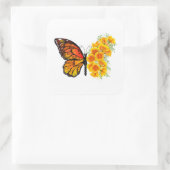 Bloem Vlinder met Gele California Klaproos Vierkante Sticker (Tas)