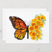 Bloem vlinder met gele Californische pap Aankondiging (Voorkant / Achterkant)