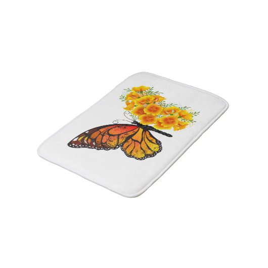 Bloem vlinder met gele Californische pap Badmat (Gekanteld)